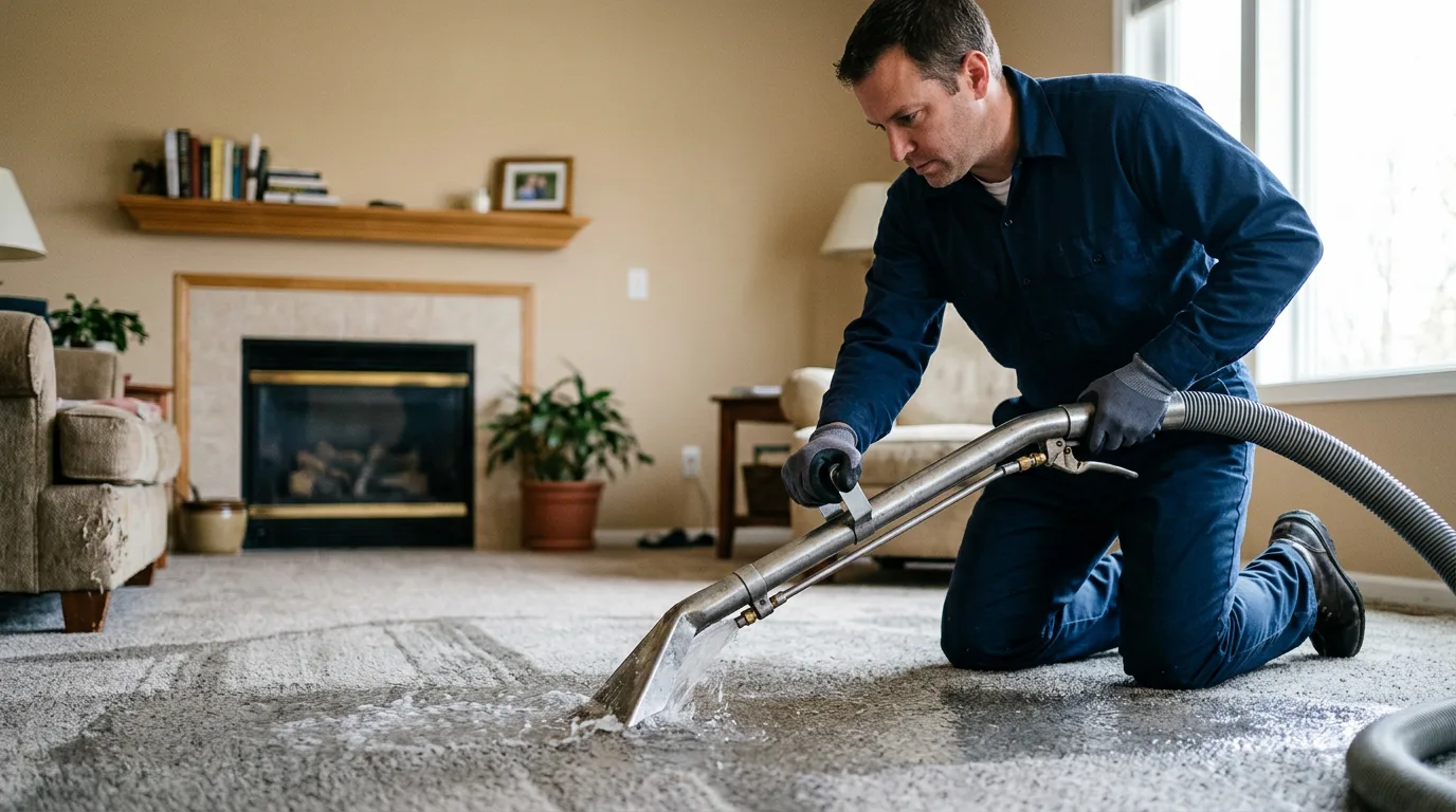 Water damage restoration technician working near Star Lake, WI